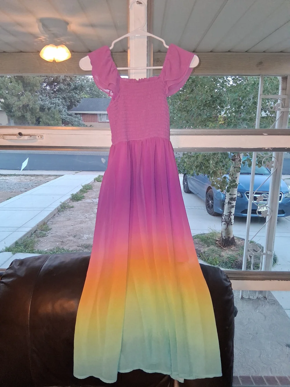 Justice Girls Ombre Maxi Dress in Pink, Orange, Yellow, Aqua
